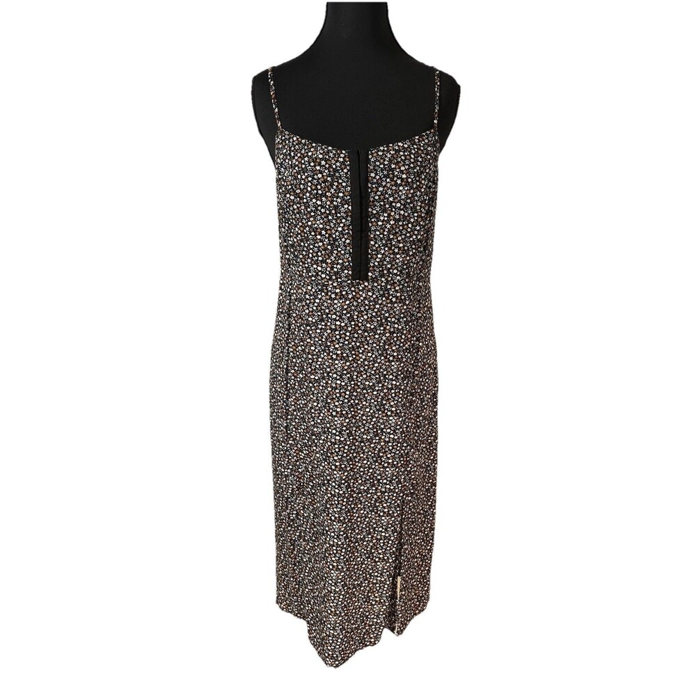 🖤Volcom Juniors Large Floral Print Hey Stone Slit-Front Midi Dress Black Sz S